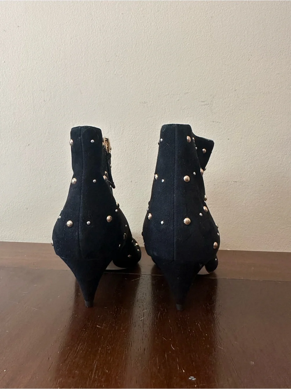 Kate Spade Starr Studded Pointed-Toe Black Ankle Boots, Sz 8